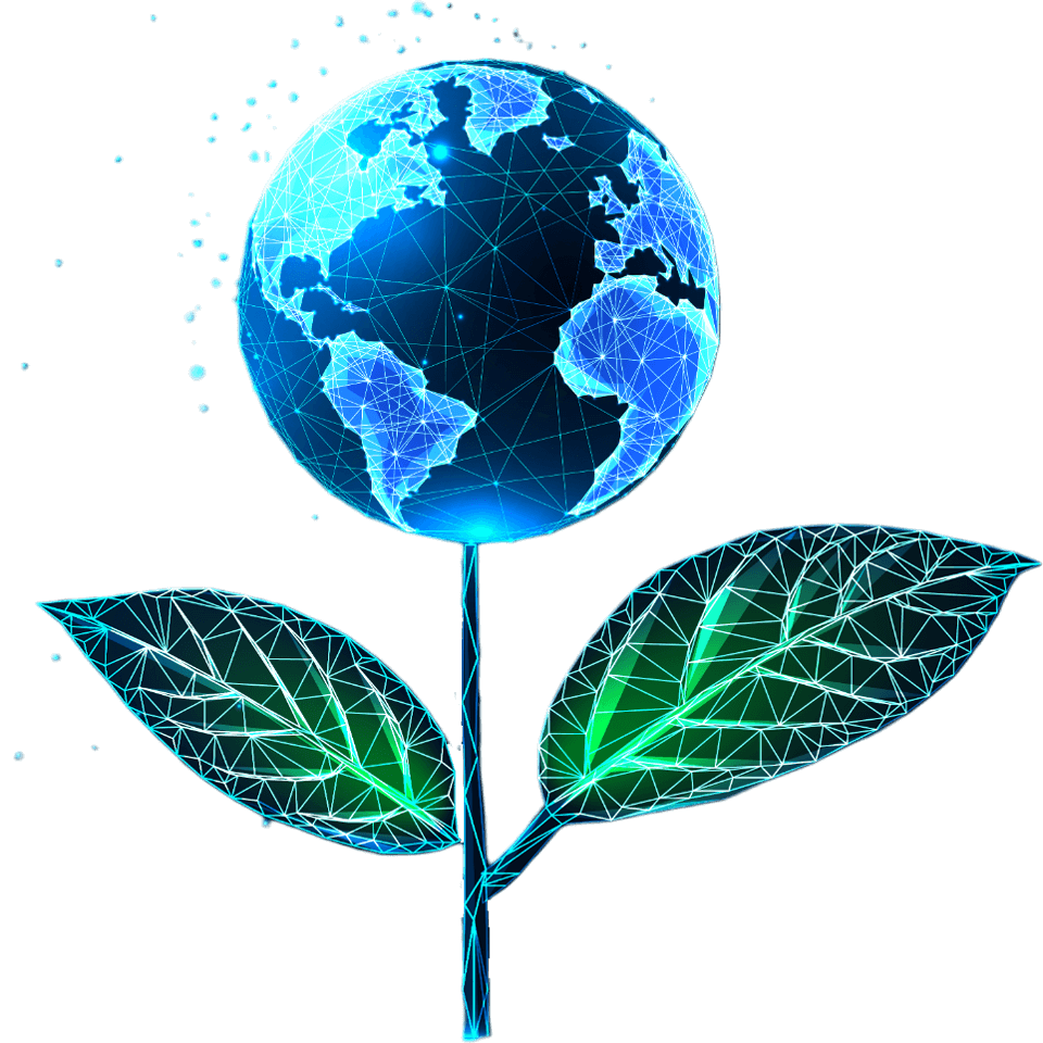 ESG and sustainability concept depicting a globe of the world sprouting out from leaves like a plant